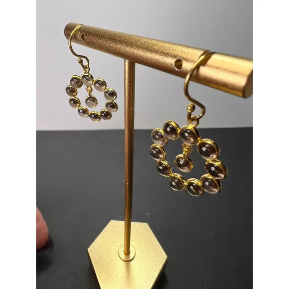 Smoky quartz drop earrings in gold over sterling silver - Picture 5 of 11